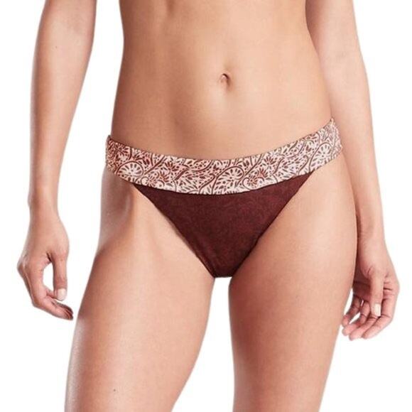Athleta AquaLuxe Batik Mid Rise Bottom Size Large NWT Bikini Bottom Swim Beach - Picture 1 of 6